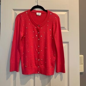 Kate Spade New York Coral Embellished Cardigan Sweater sz S